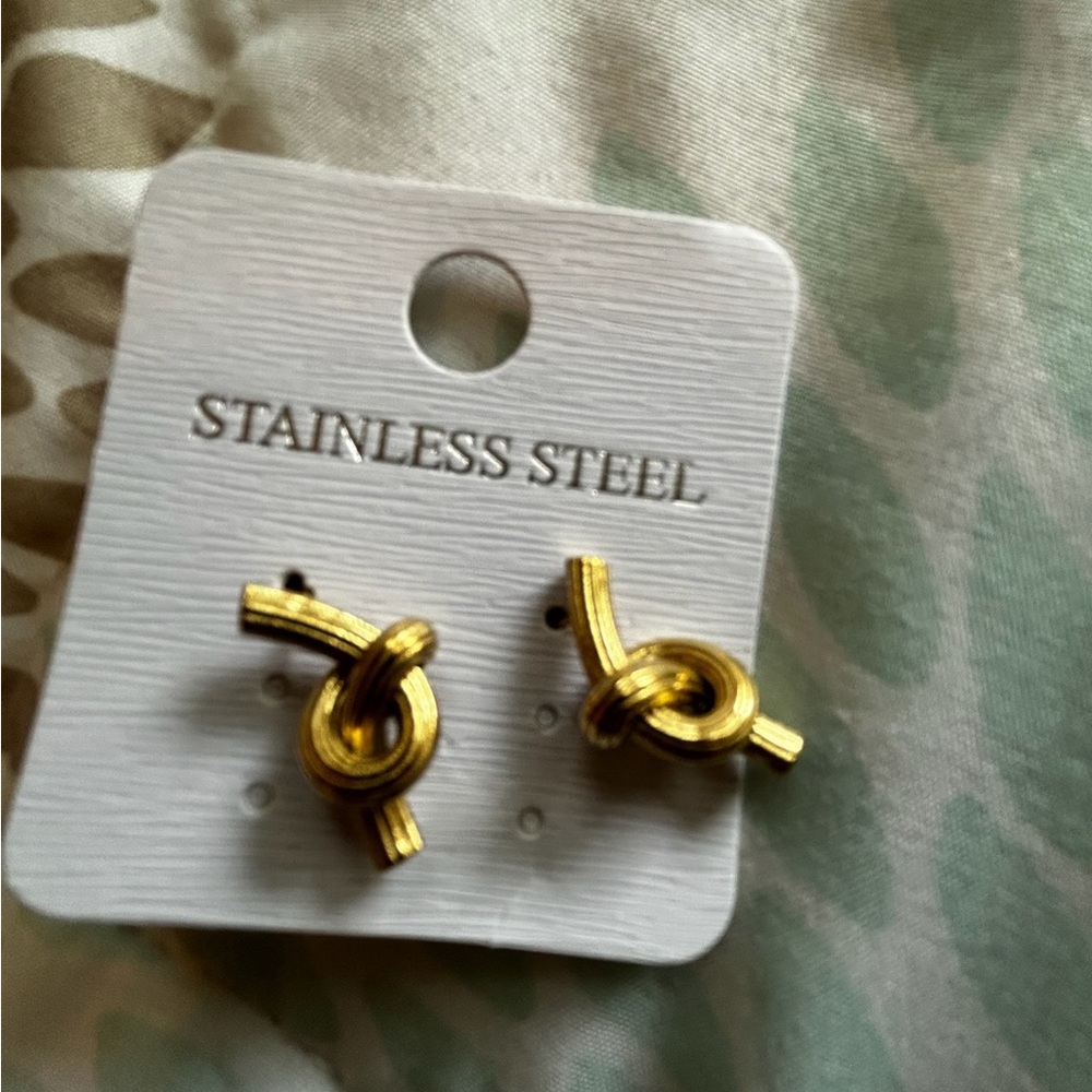 Gold Knot Stainless Steel Earrings